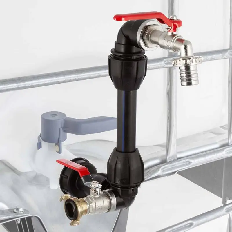 IBC S60x6 gooseneck with tap and additional ball valve | M+B Fluid ...